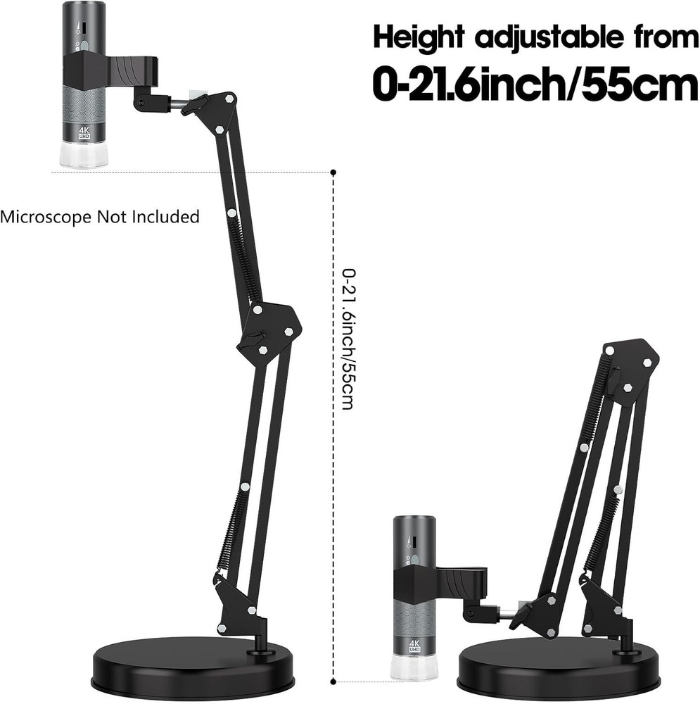 Flexible Arm Stand for Digital Microscope, 21.6” Height Adjustable Bracket