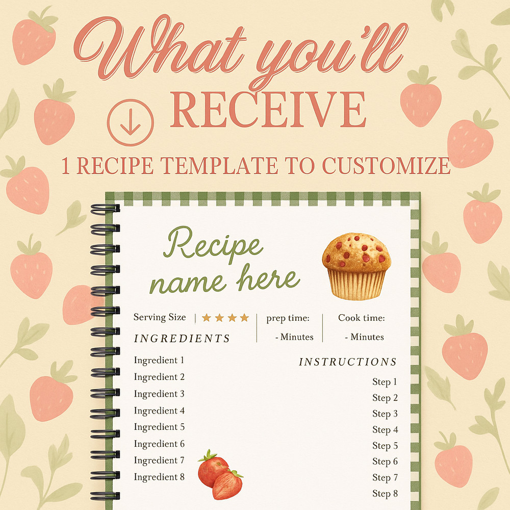 Canva Template - Recipe Page ,Canva Editable Template