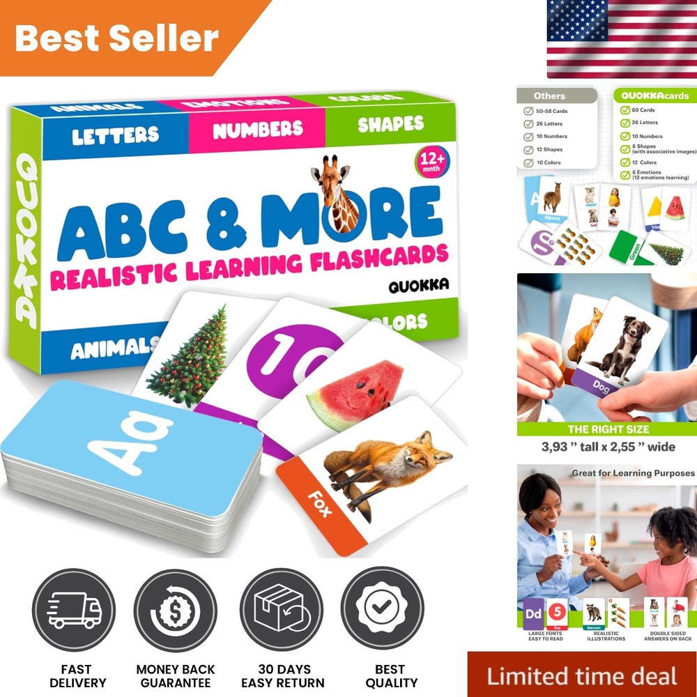 Interactive ABC Learning Flash Cards for Toddlers 2-4 – 60 Fun & Durable Cards