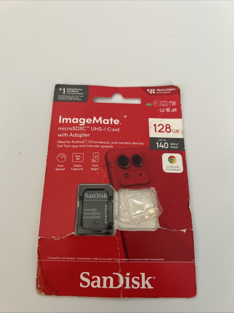 NEW 128GB  IMAGEMATE MICROSDXC USH-1 MEMORY CARD WITH NO ADAPTER DAMAGED PACK