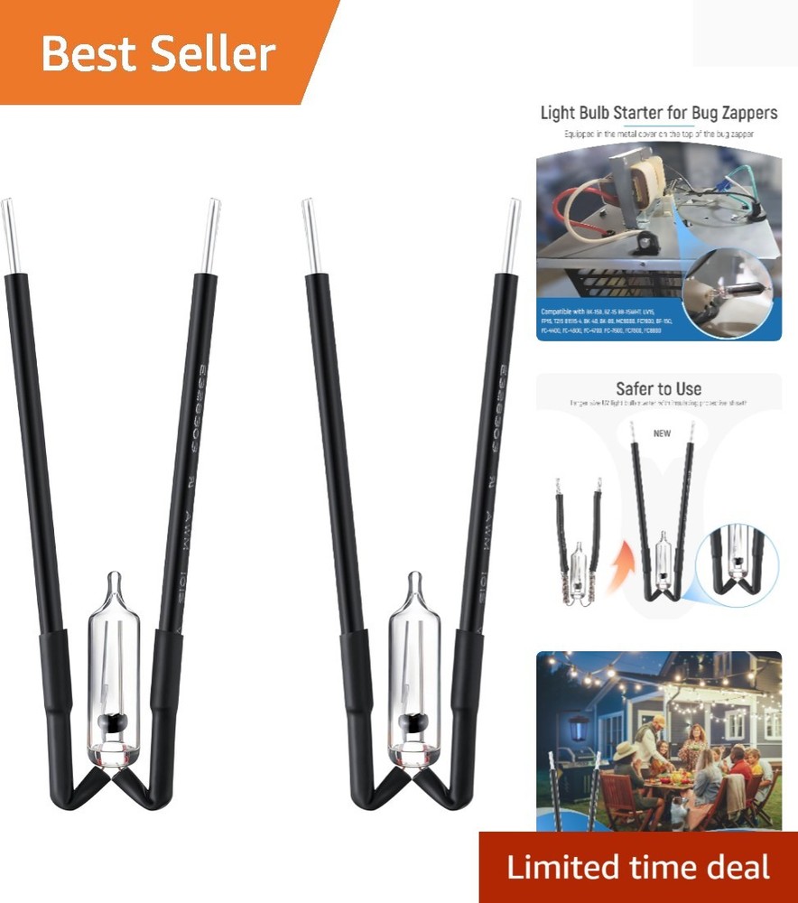 2-Pack Black UV Light Bulb Starters for Flowtron Bug Zappers - Safety Insulated
