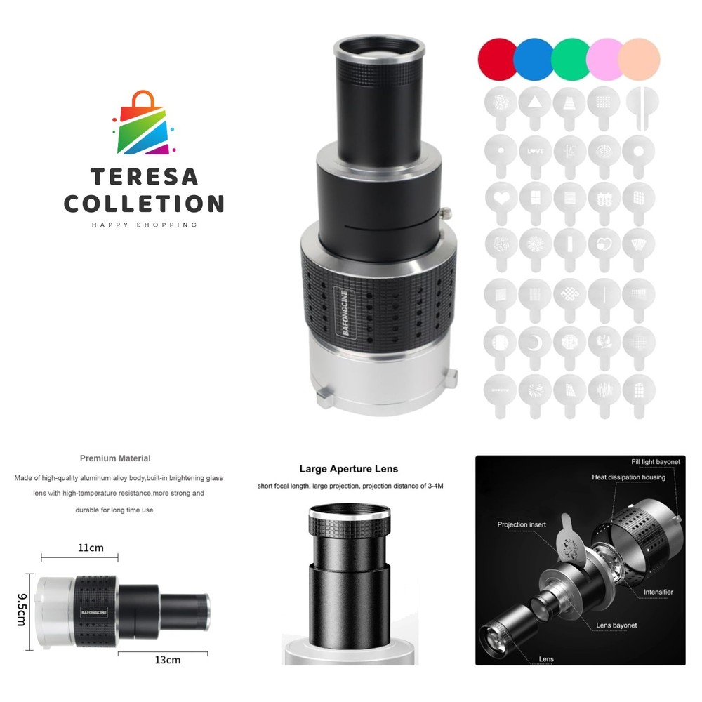 Bowens Mount Projector Snoot with 35 Gobos & Adjustable Focus Features