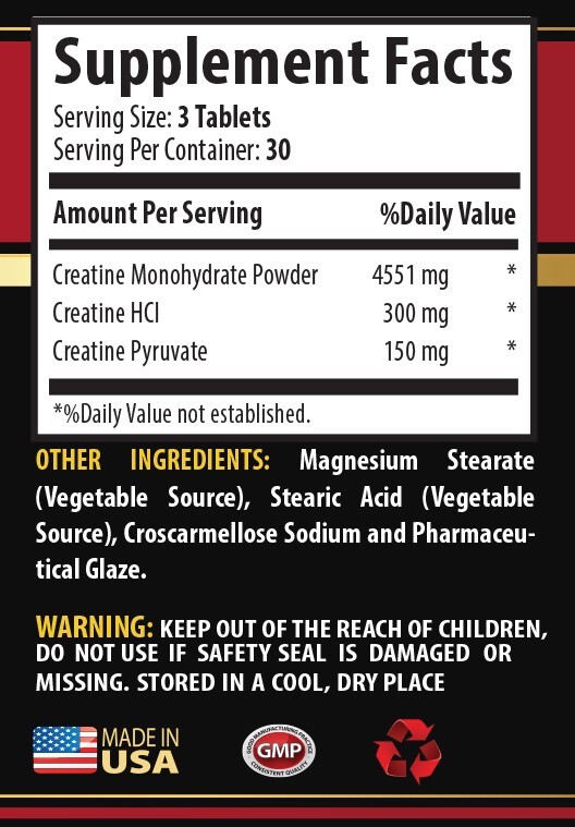 creatine capsules - CREATINE TRI-PHASE - pre workout 1 Bot 90 Tablets