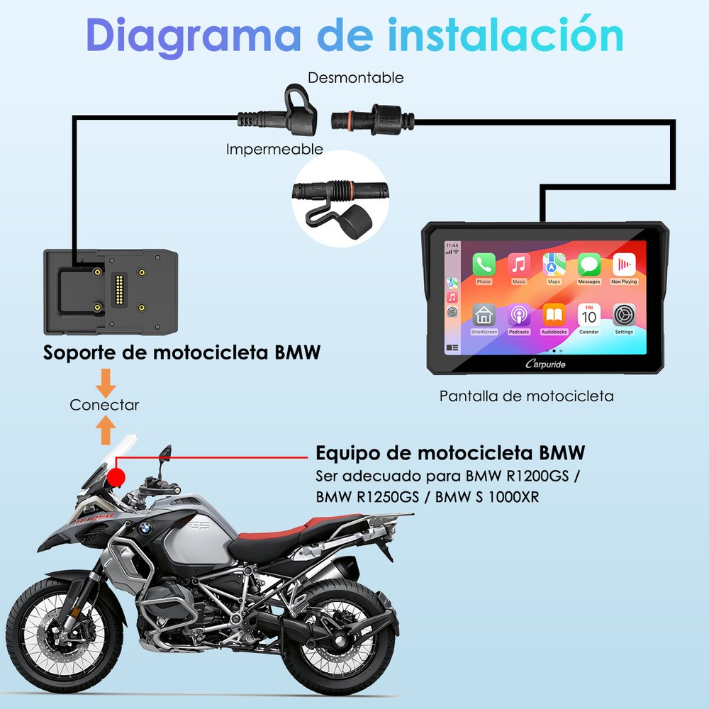 Carpuride W702B Moto Wireless Carplay Android Auto With BMW Navigation Mount