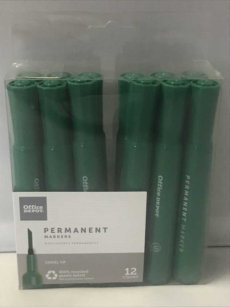 Permanent Markers Chisel Tip 12 Count GREEN (1) Pack