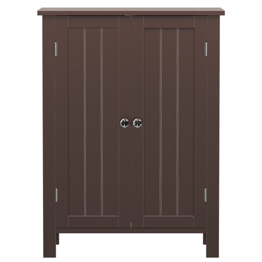 Wooden Storage Cabinet w/ 2 Doors Bathroom Floor Kitchen Cupboard Grey