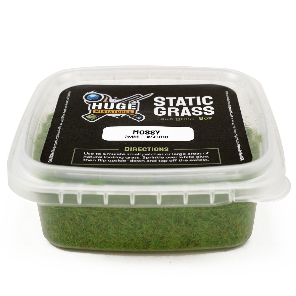 Huge Miniatures Static Grass, Mossy Green 2mm Summer Spring – 8oz Container