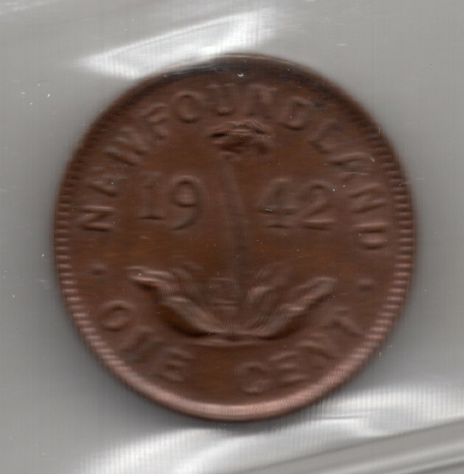 1942 C Newfoundland One Cent - ICCS AU-55