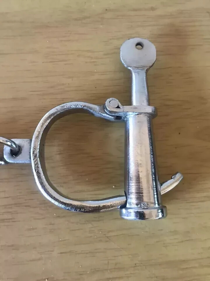Handcuff- With key Cast Iron Silver Handcuffs Working Bethlehem
