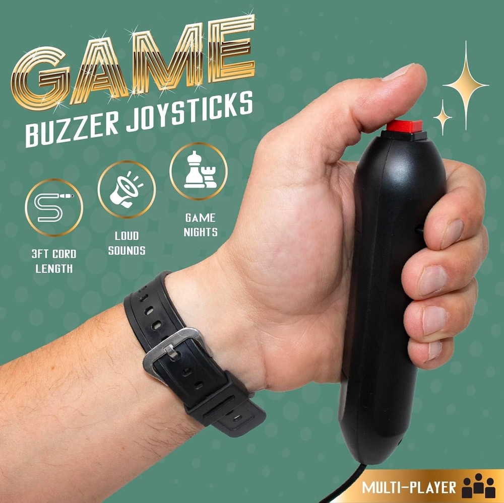 Handheld Buzzer Game System Console with 4 Joystick Buzzers for Trivia Games