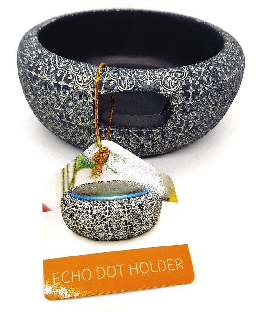 New Amazon Echo Dot Decorative Holder Stand Accessory Exhart Black Gray Pattern