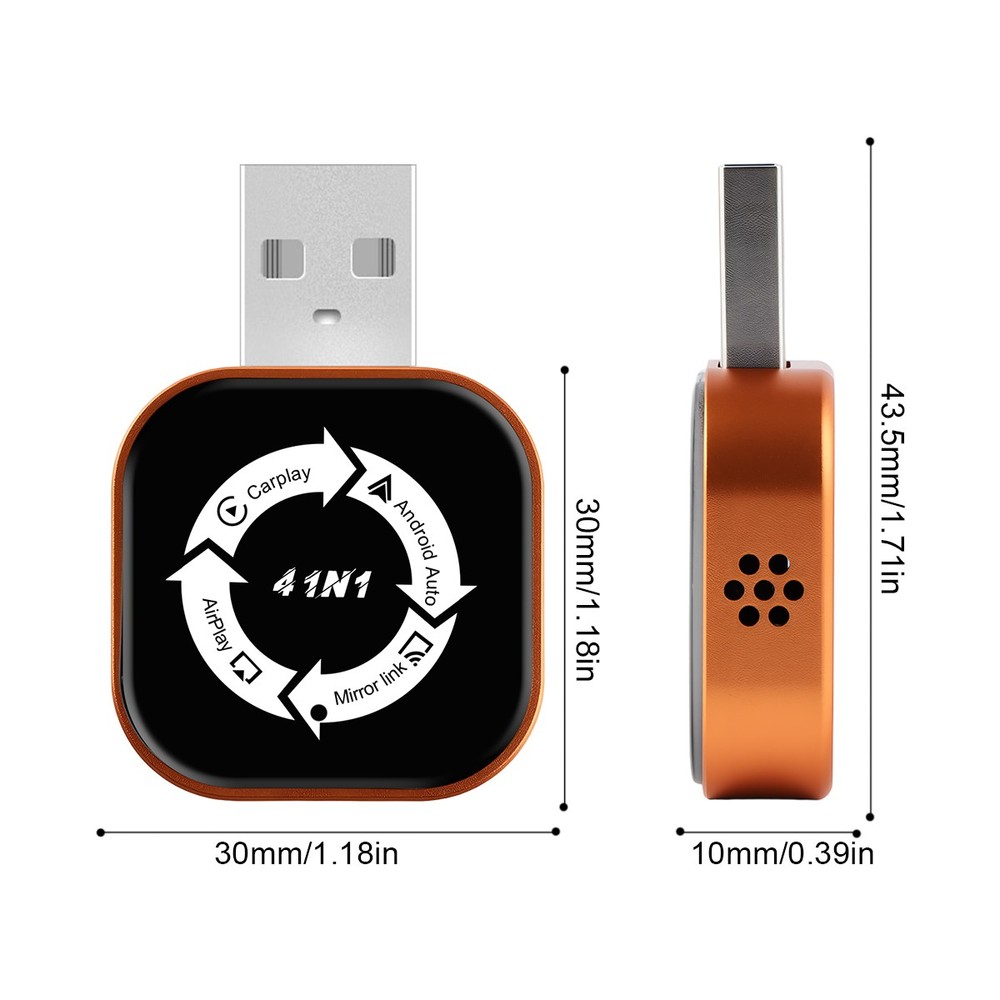 2026 Mini Carplay Adapter 4 IN1 Wireless Carplay & Android Auto & Mirror Link US