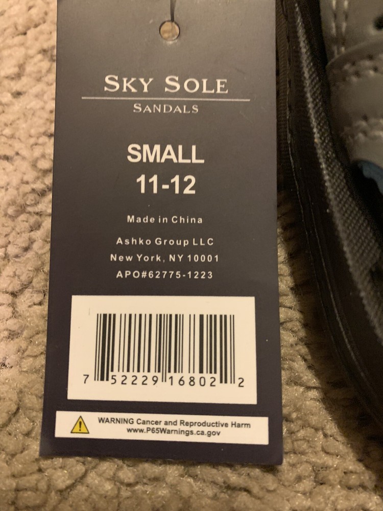 Boys Sky Sole Sandals Gray & Light Blue Size Small 11-12