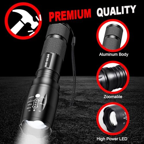 1 Mode Flashlights Bright Zoomable LED Tactical Flashlight High 4 Pack Black