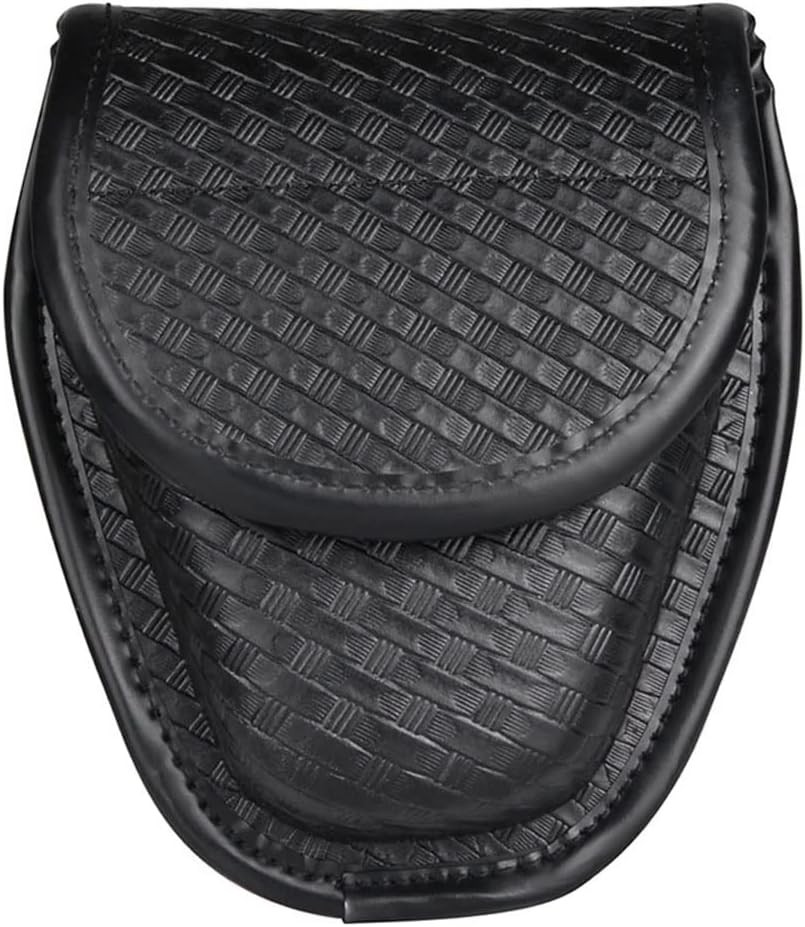 Covered Handcuff Case, Molded Hiddend Snap One Size, Basketweave Cuff Case
