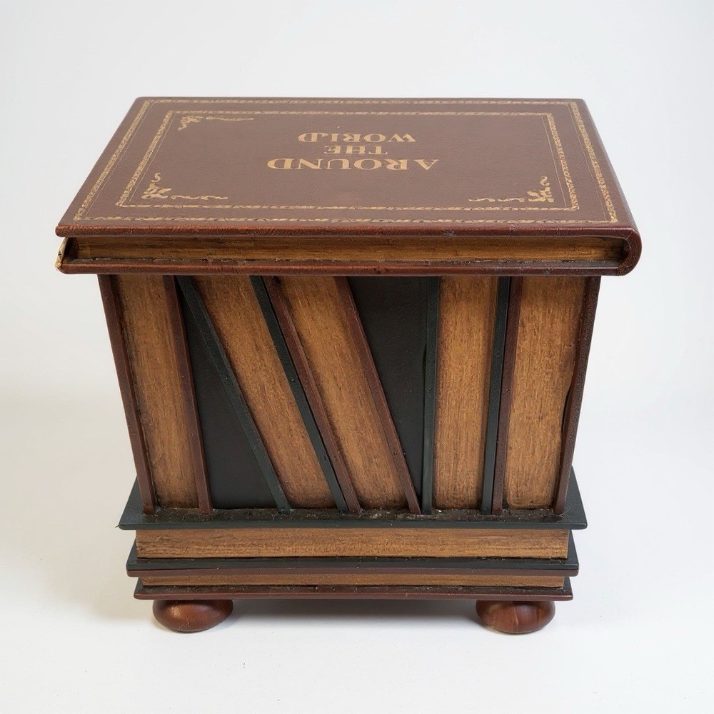 Regency Style Leather Faux Book Stack Side Table