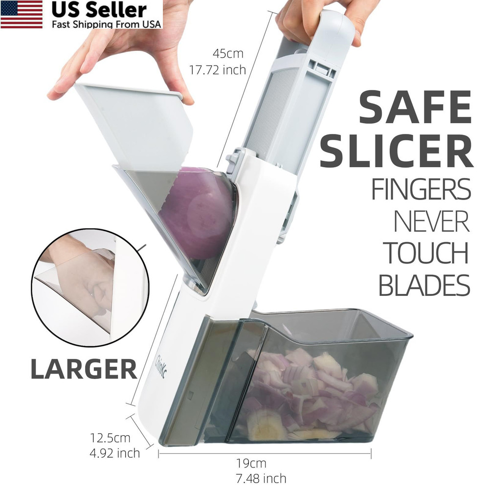 ChinKc Upgrade Safe Mandoline Slicer for Plus, Gray and White
