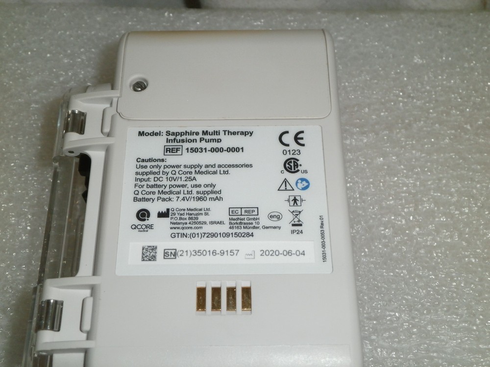 Eitan QCore Sapphire Infusion Pump - Internal Error, Yellow marking