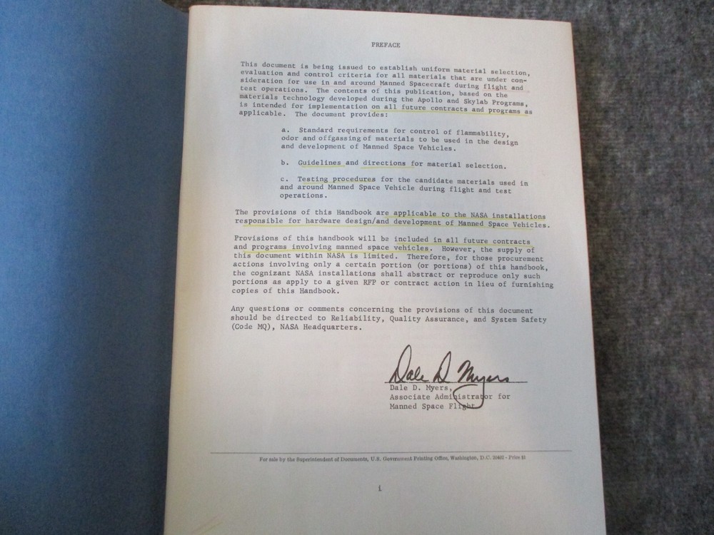 NASA SPACE SHUTTLE/VEHICLE SPECS METALS/MATERIALS/TESTING REPORTS/RESULTS 71-73