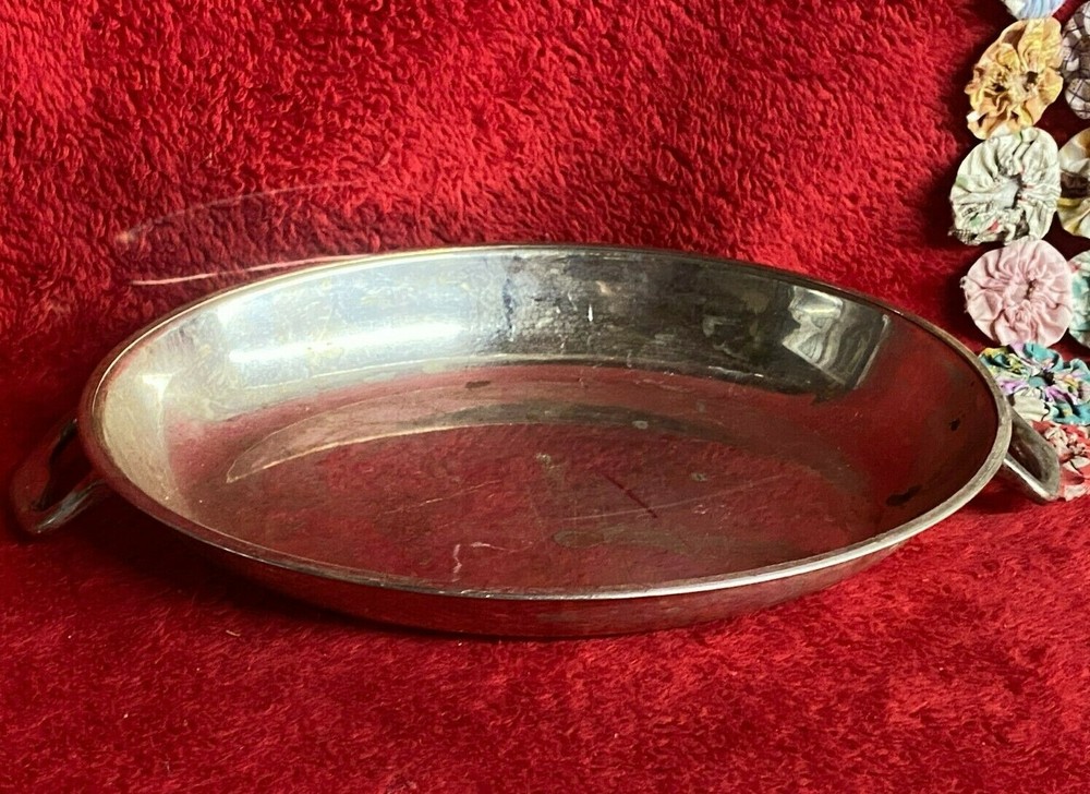 Vtg Silverplate Oval Lid or Pan with Handles