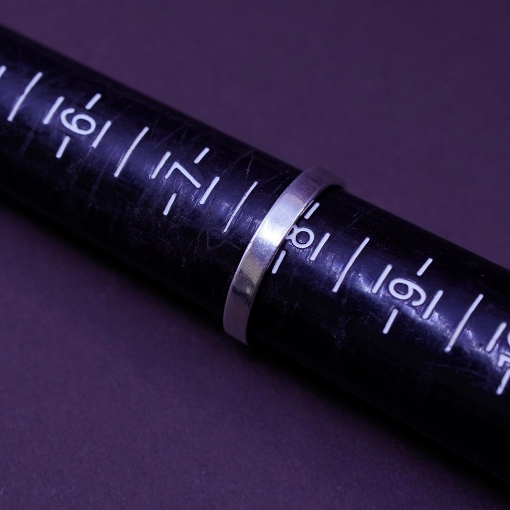 Size 7.75, Sterling silver handmade ring, 925 name “emorie” band, stackable