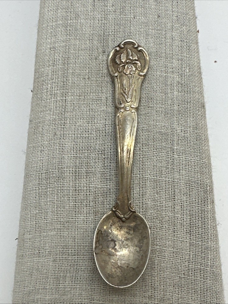 Franklin Mint Sterling Silver State Flower Salt Spoon-Tennessee