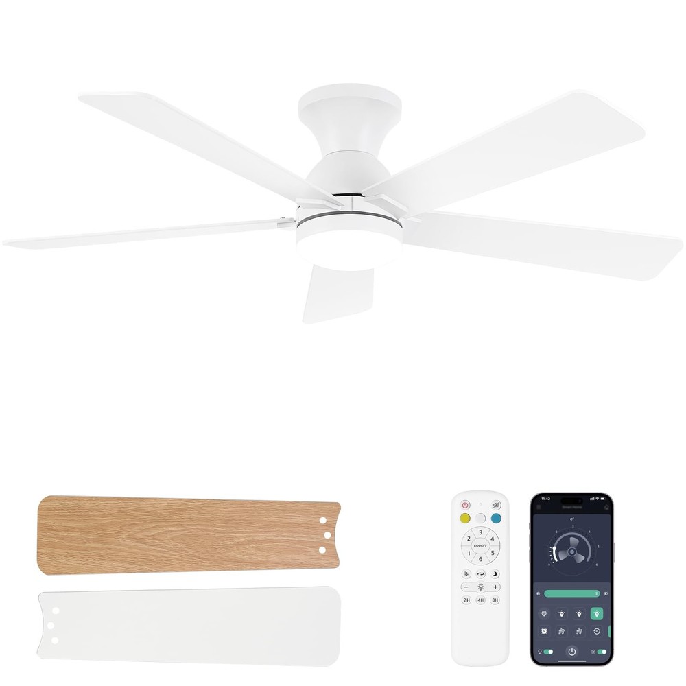 Ceiling Fans with Lights and Remote, 48 Inch Ceiling Fan with Light, Low Prof...