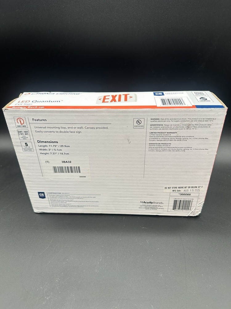 Lithonia Lighting Quantum Dual Voltage Indoor LED Lighted Emergency Exit Sign