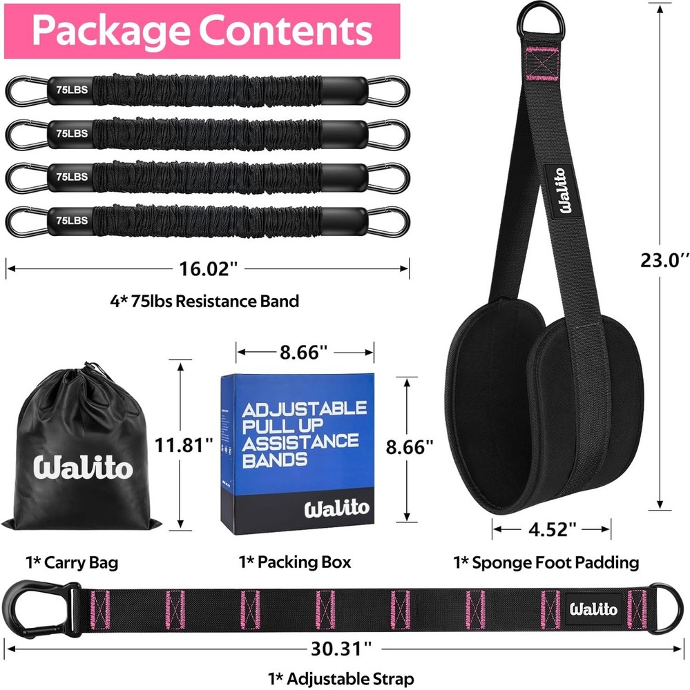 Pull Up Assistance Bands Set, Heavy Duty Adjustable Pull Up Assist Band with ...