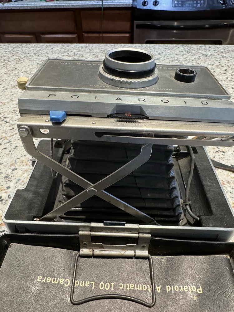 Vintage Polaroid Automatic 100 Land Camera w/ case & instructions untested