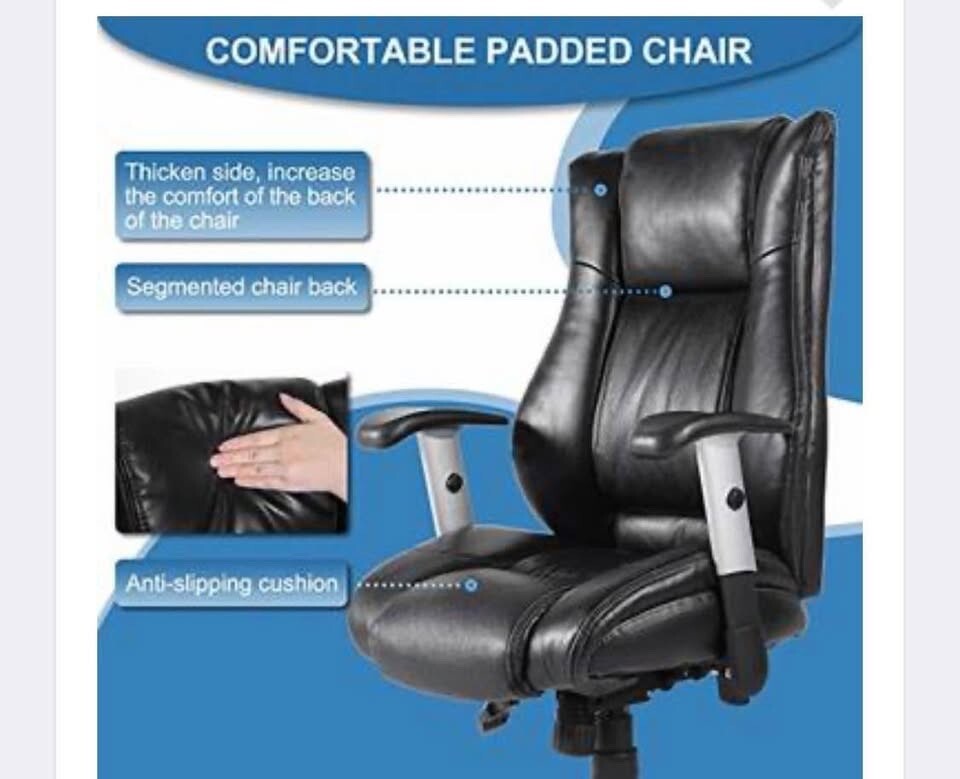 Smugdesk Executive Office Ergonomic Heavy Duty Computer Bonded Leather BLACK