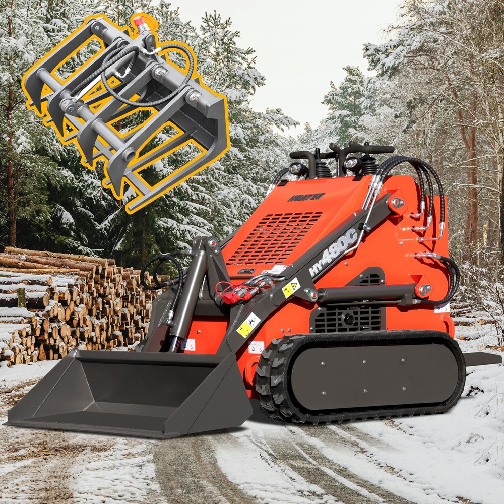 HY480C+Grapple FREE SHIP Mini Skid Steer Loader with 23HP EPA Engine Three pumps