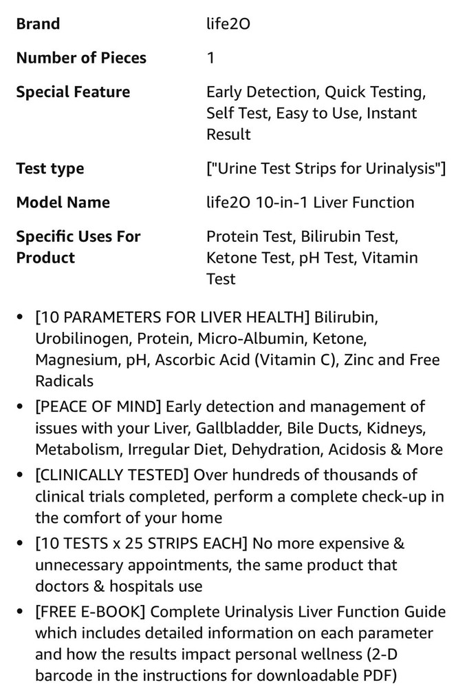 Urinalysis Liver Function Test Strips Full Panel 250 Strips Exp 10/24/2026