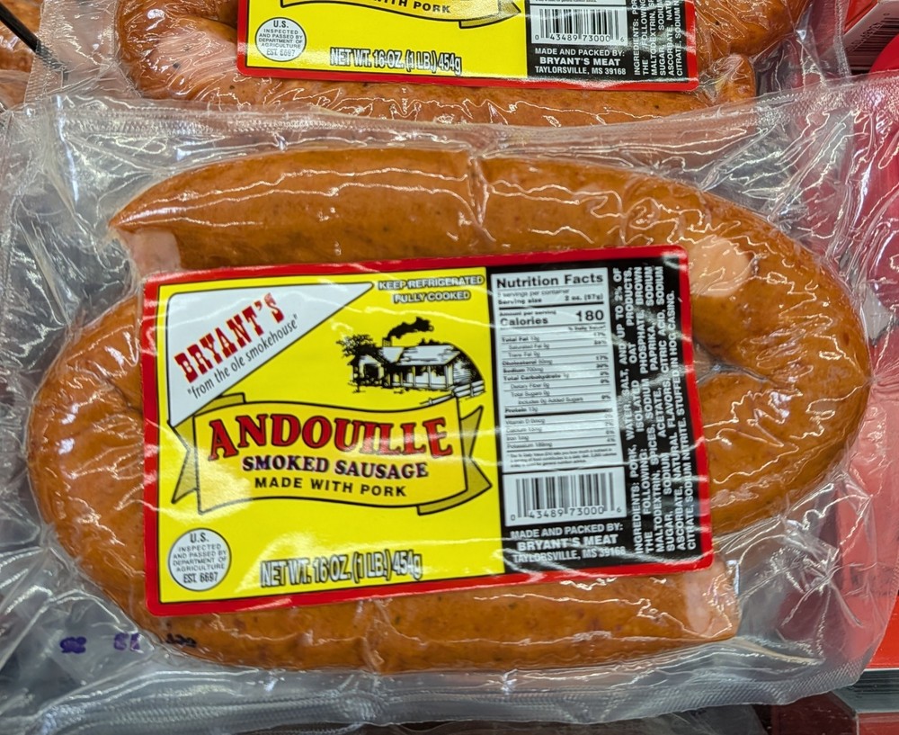 Bryant's Andouille Smoked Sausage 16 Oz (4 Pack)