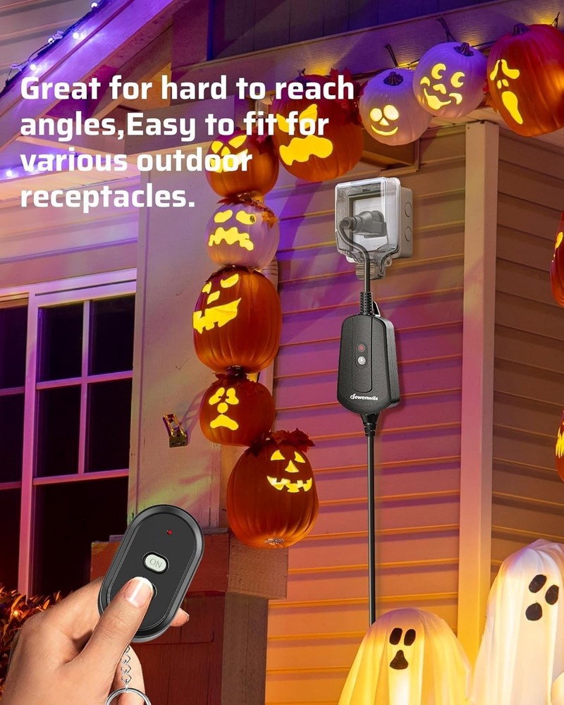 Outdoor Wireless Light Switch – 15 Amp Remote Control Outlet with 100ft Range