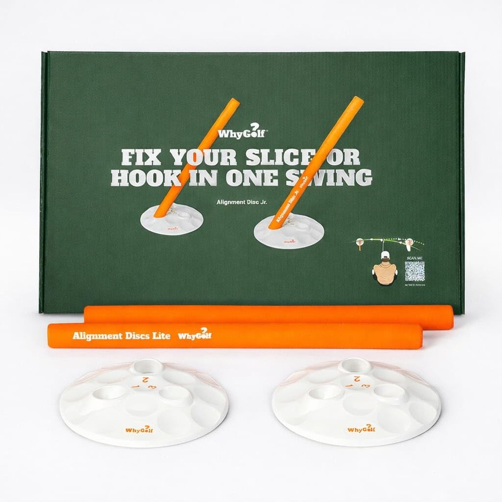 WHYGOLF Alignment Discs Lite Compact Golf Swing Trainer and Sticks Set with 2
