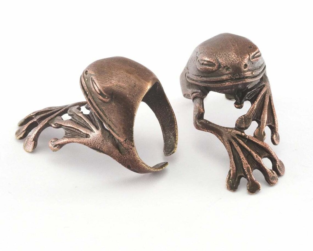 Frog Adjustable Ring Antique Copper Plated Brass 20mm 10.5US size 2893