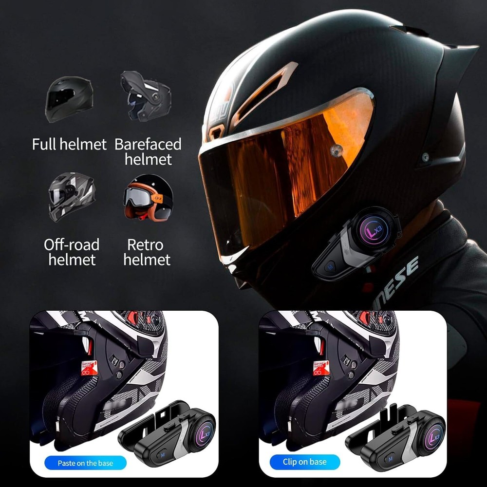 Motorcycle Bluetooth Headset Motorcycle Helmet Bluetooth intercom 2 Riders 800M