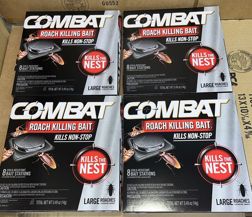 4 pack COMBAT Roach Killing Bait for Large Roaches - 32 Count.total