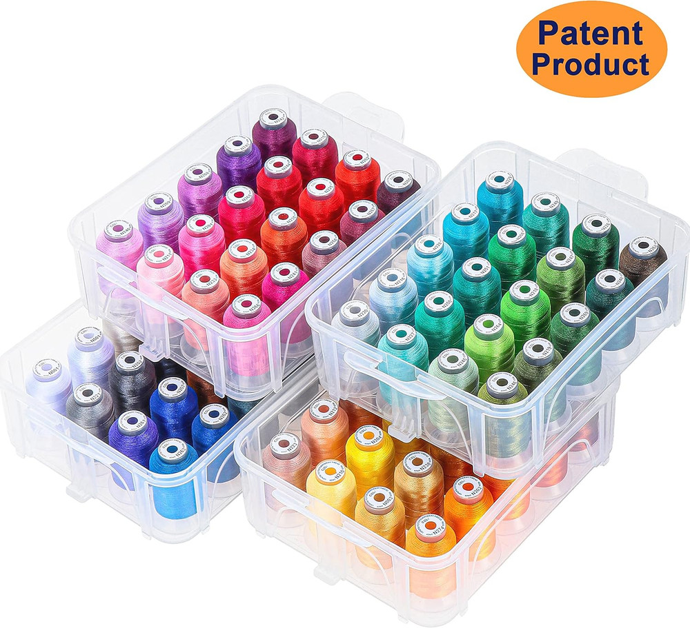 80 Spools 500M Each Embroidery Machine Thread with Clear Plastic Storage Box - C