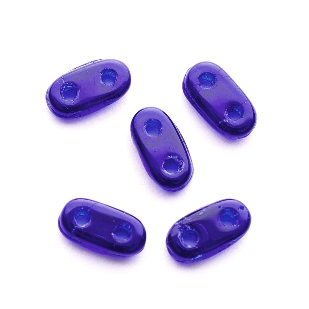 Oval 2-Hole Bead, Cobalt, 6mm x 2mm