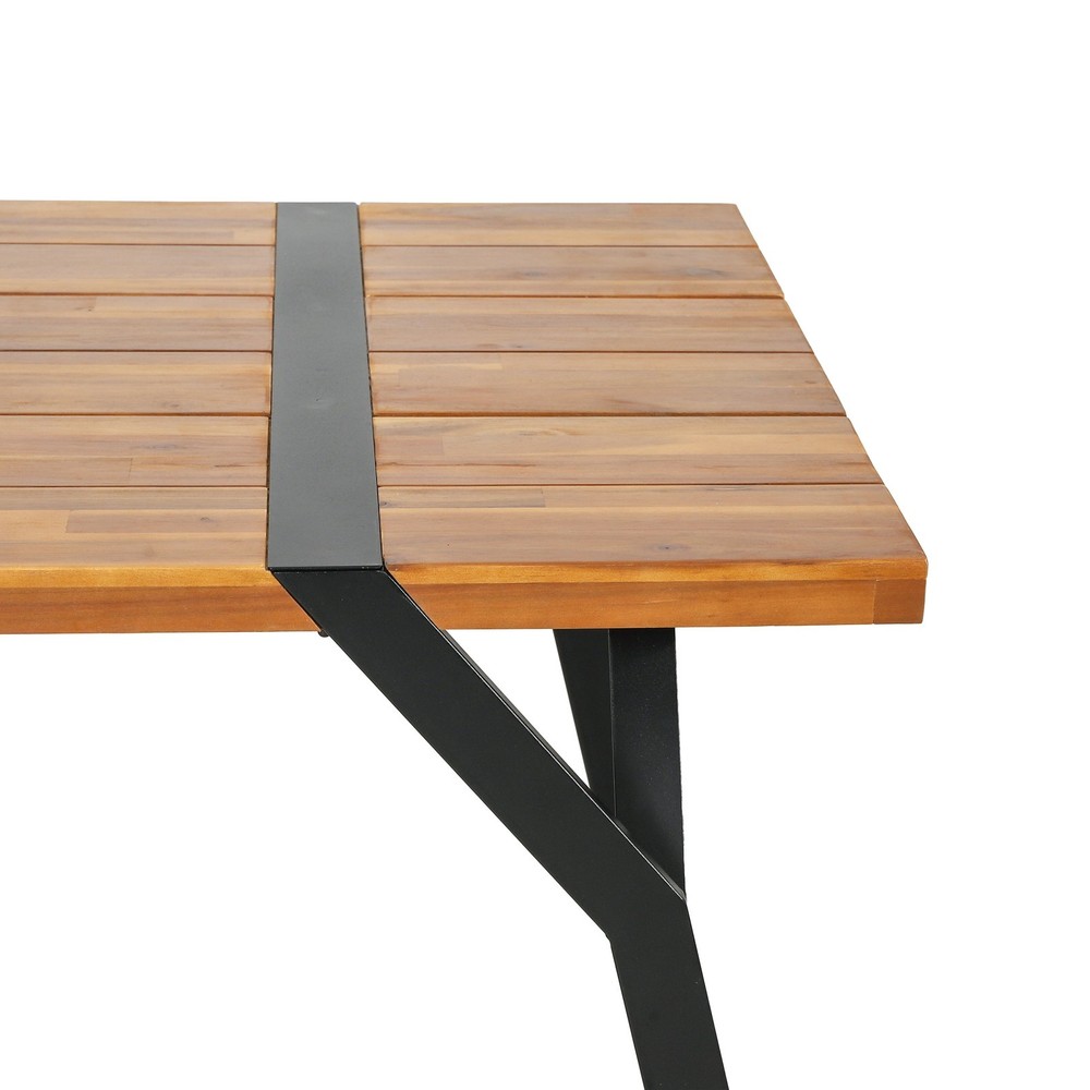 Dining Table, 6 Seater Wooden Farmhouse Table with Extension Leaf