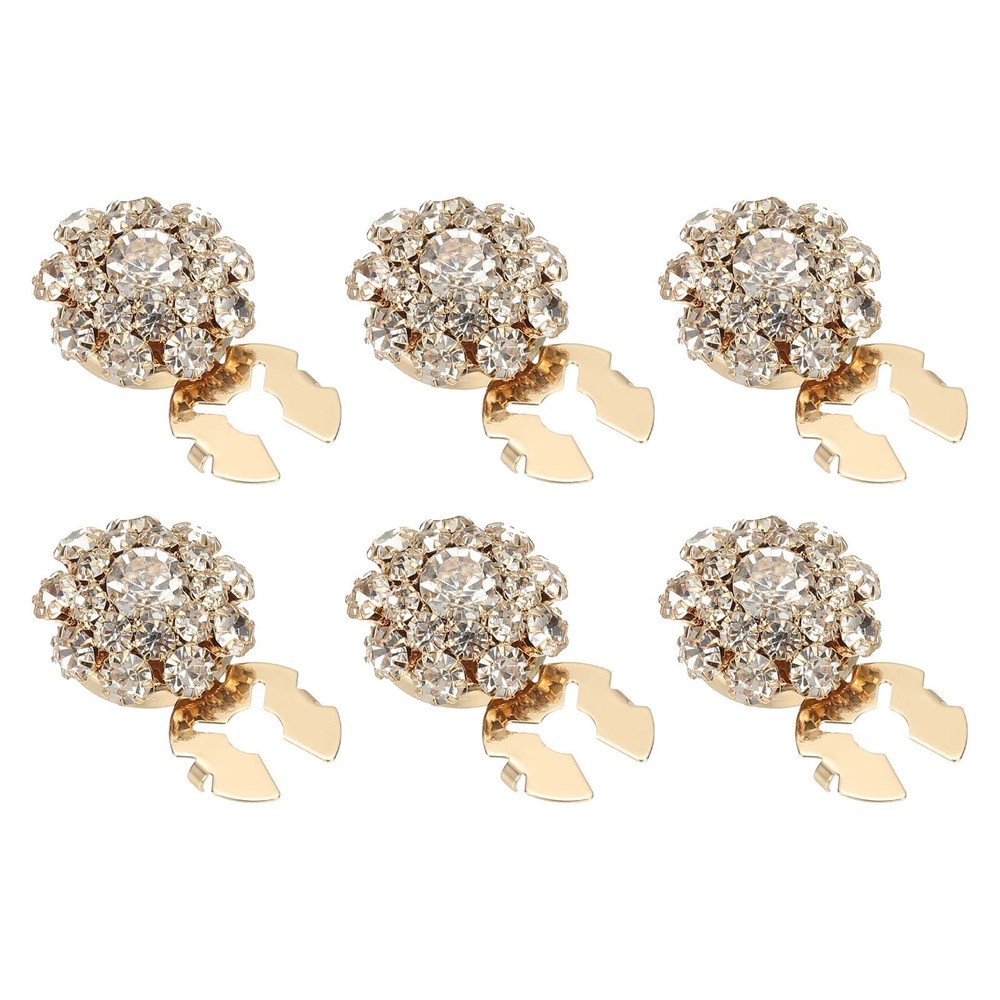 6 Pcs Rhinestone Button Covers, Detachable Shirt Buttons, Gold