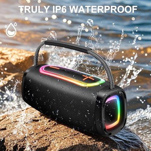 Bluetooth Speaker 6000mAh, 36H Playtime BT5.4 Portable Wireless Speaker Black