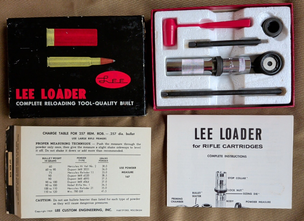 Vintage LEE LOADER 257 Remington Roberts Complete Hand Reloading Tool