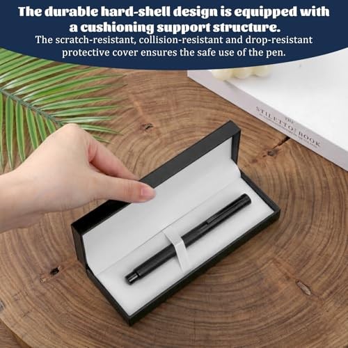 PU Leather Pen Box Single Case, Rectangle Pen Display Organizer Pens Gift Box