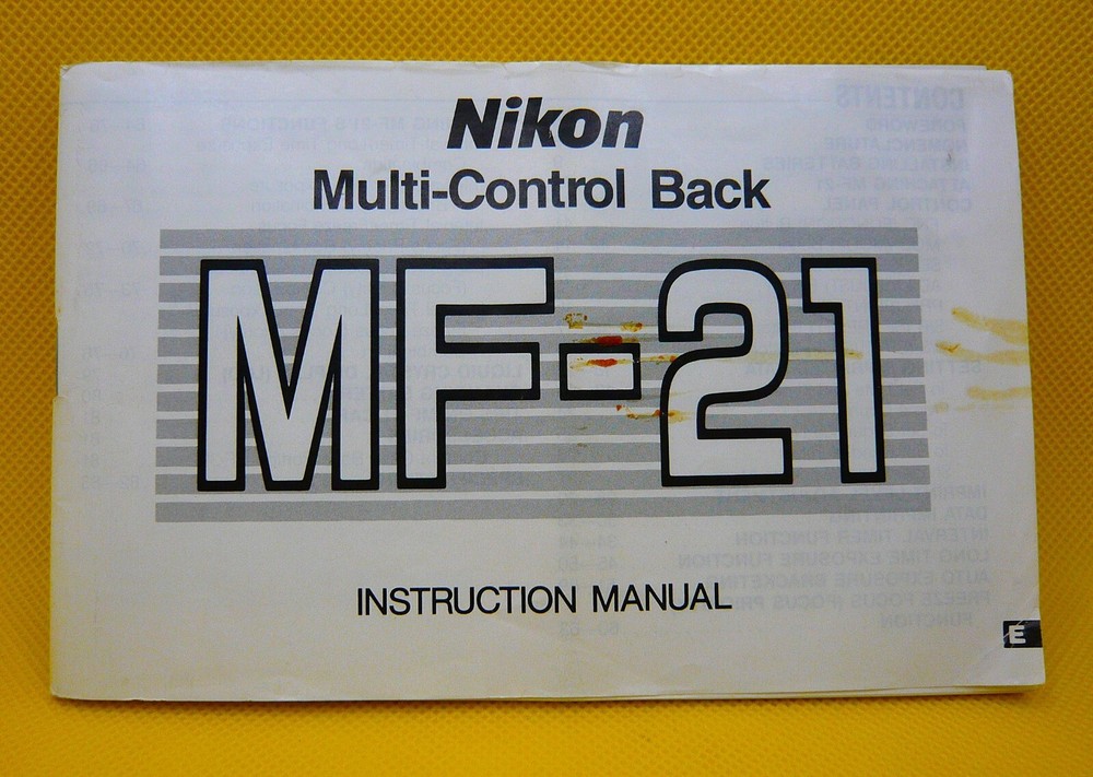 Nikon MF-21 Multi-Control Back Instruction Manual. Genuine/Original printing.