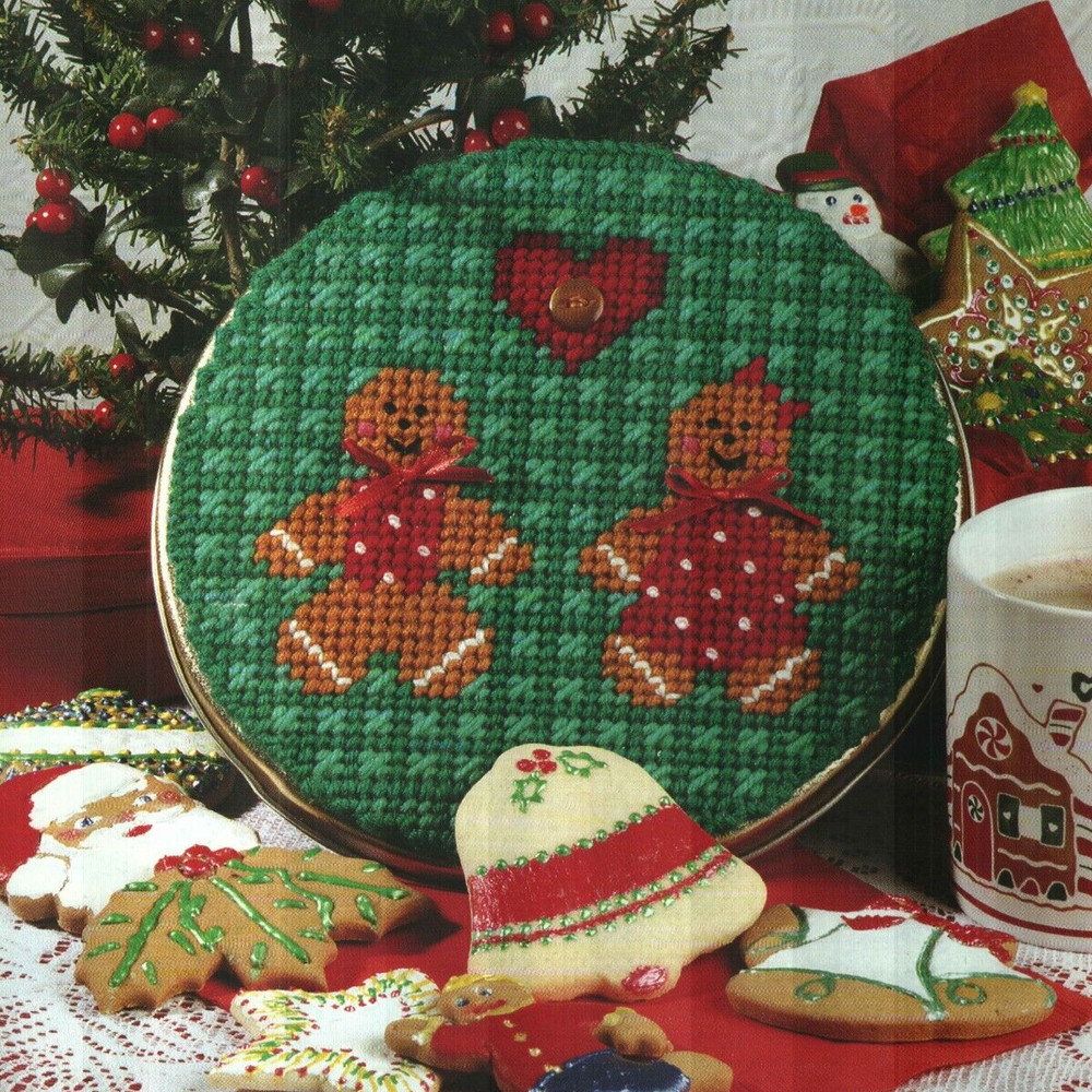 GINGERBREAD COOKIE TIN CHRISTMAS PLASTIC CANVAS PATTERN INSTRUCTIONS