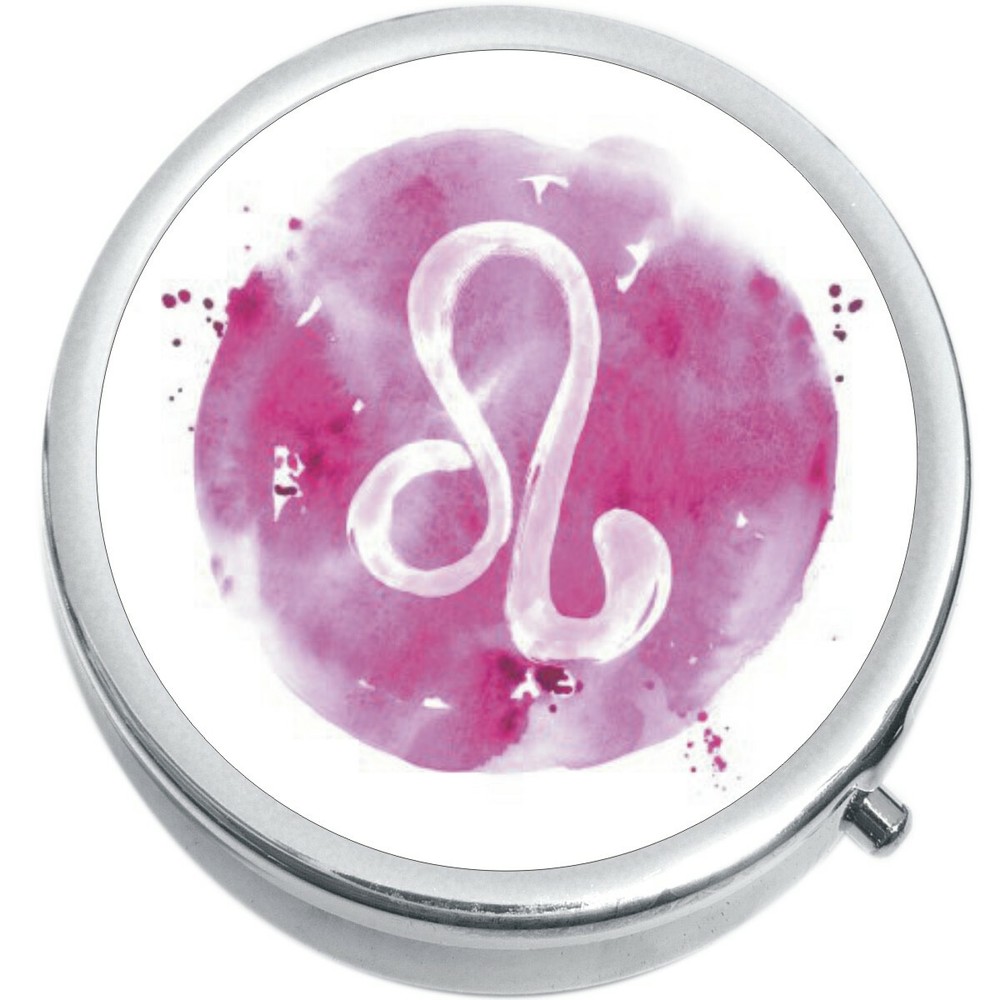 Watercolor Leo Medicine Vitamin Compact Pill Box
