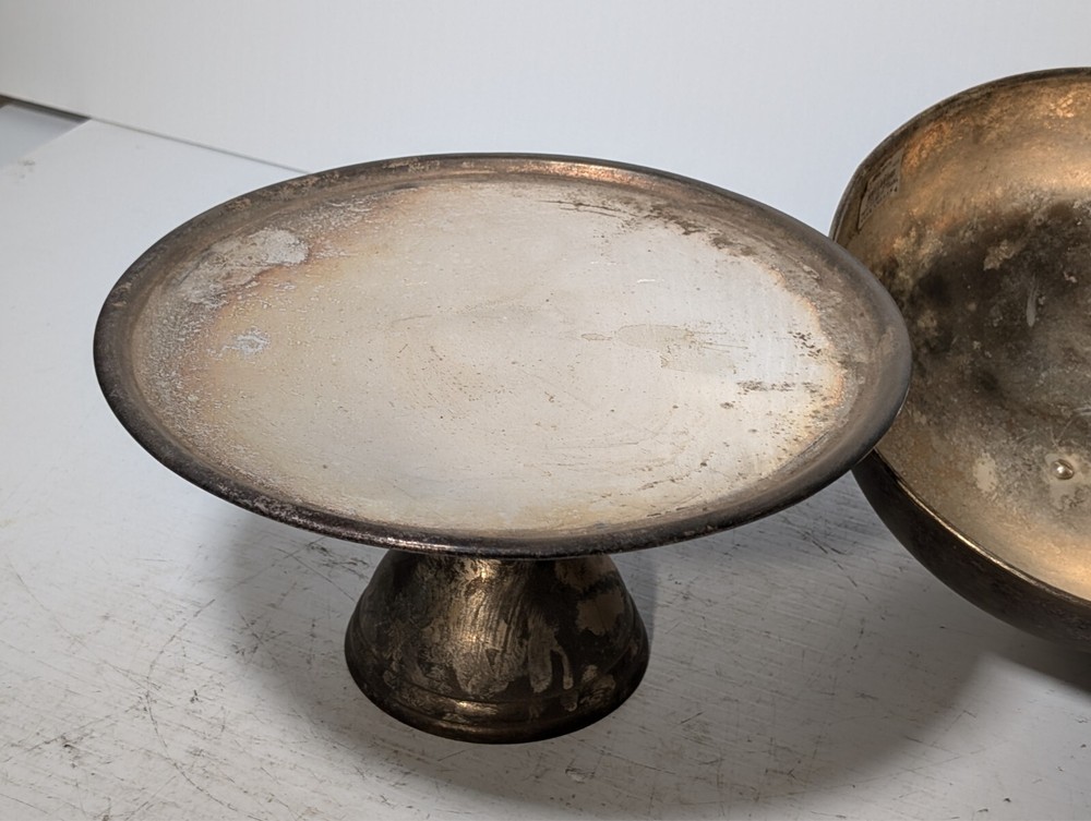 Antique Silver Plate Dining Bell with Elevated Stand and Ring as pictured